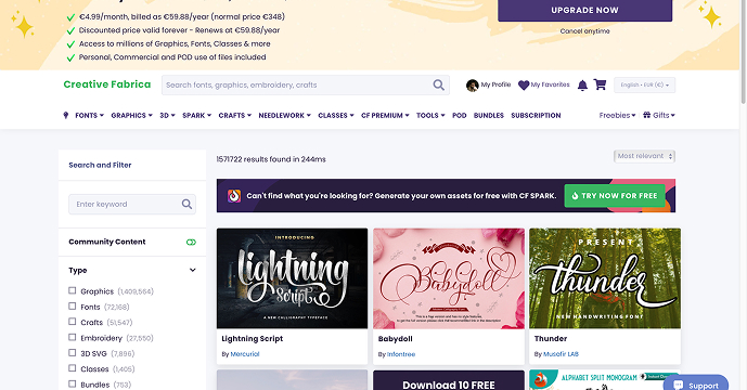 Creative Fabrica desktop search